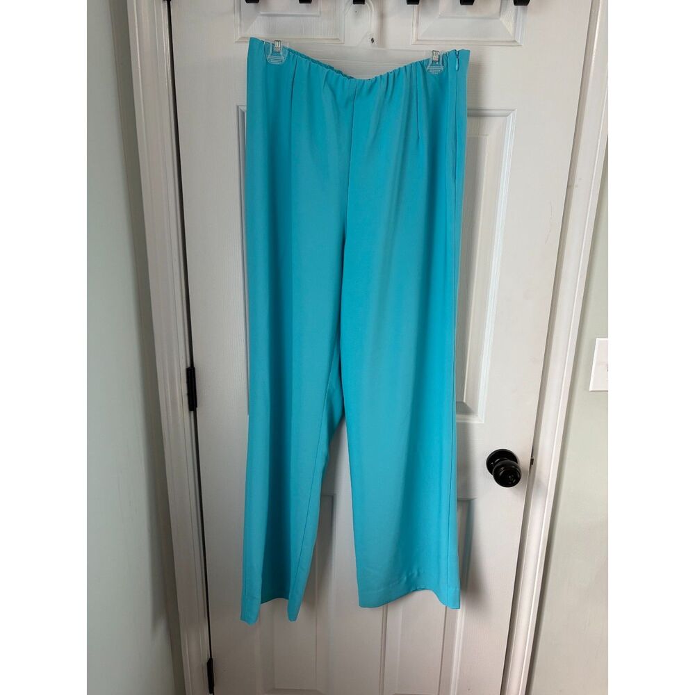 Chico's Size 1.5 10r Side Zip Wide Leg Casual Work Pant Elastic Waist Turquoise